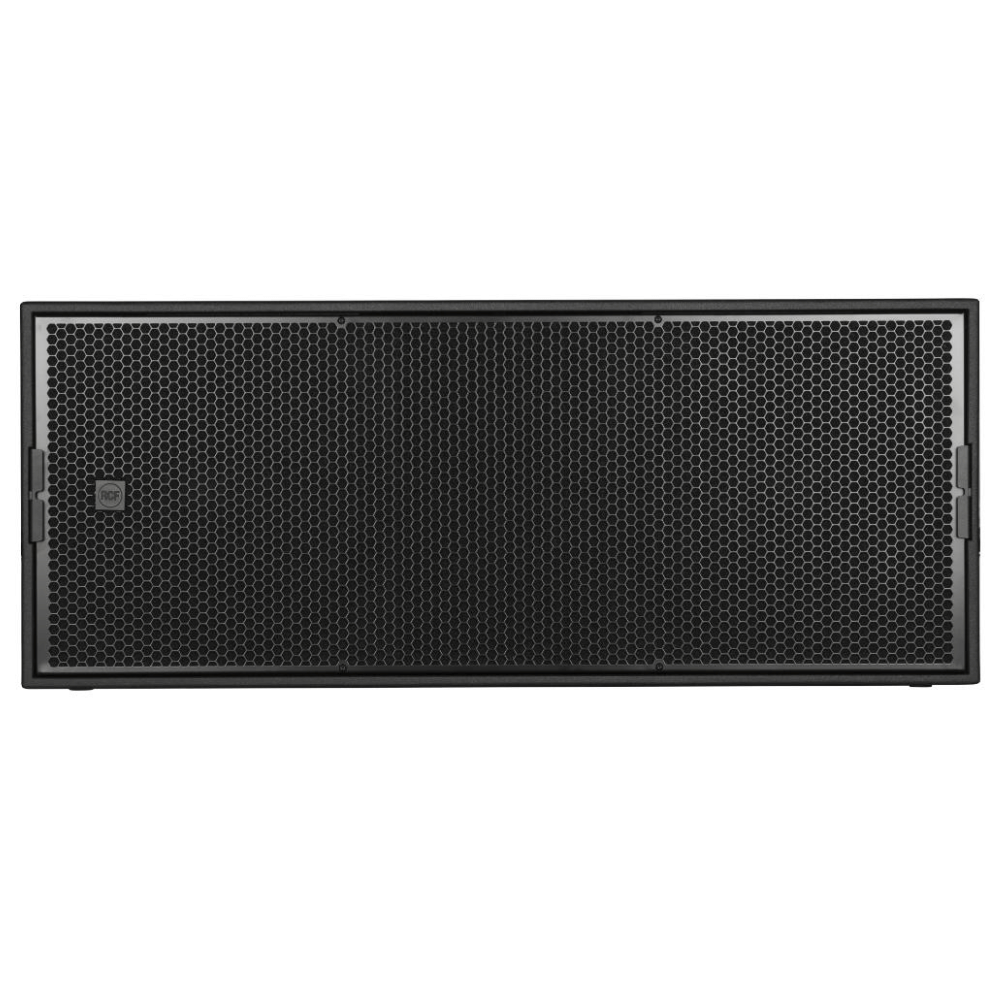 Black rectangular speaker grille on a white background