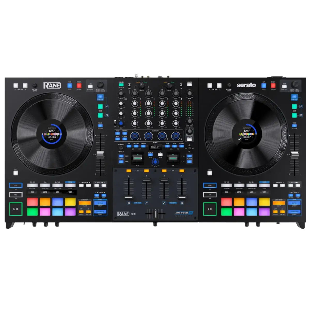 DJ controller with Rane logo and Serato branding on a white background