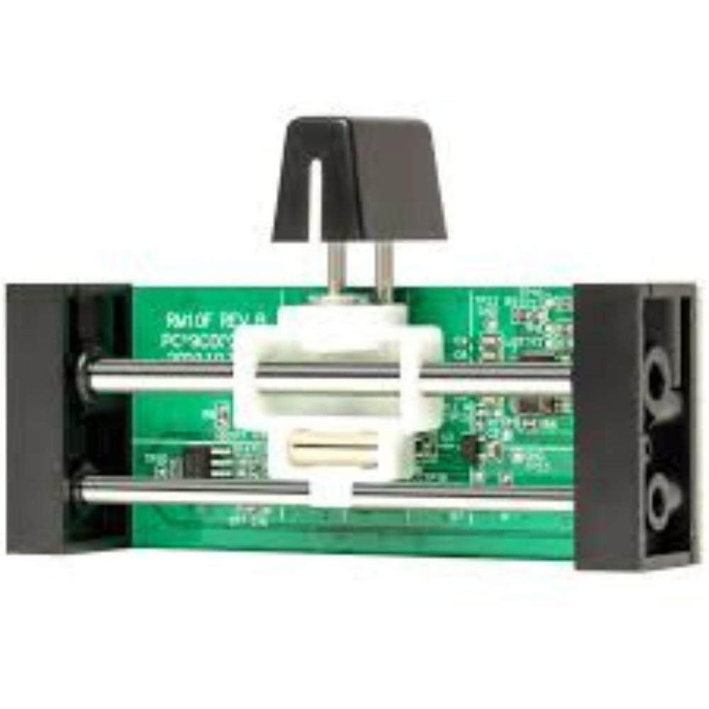 Electronic component with a green circuit board on a white background