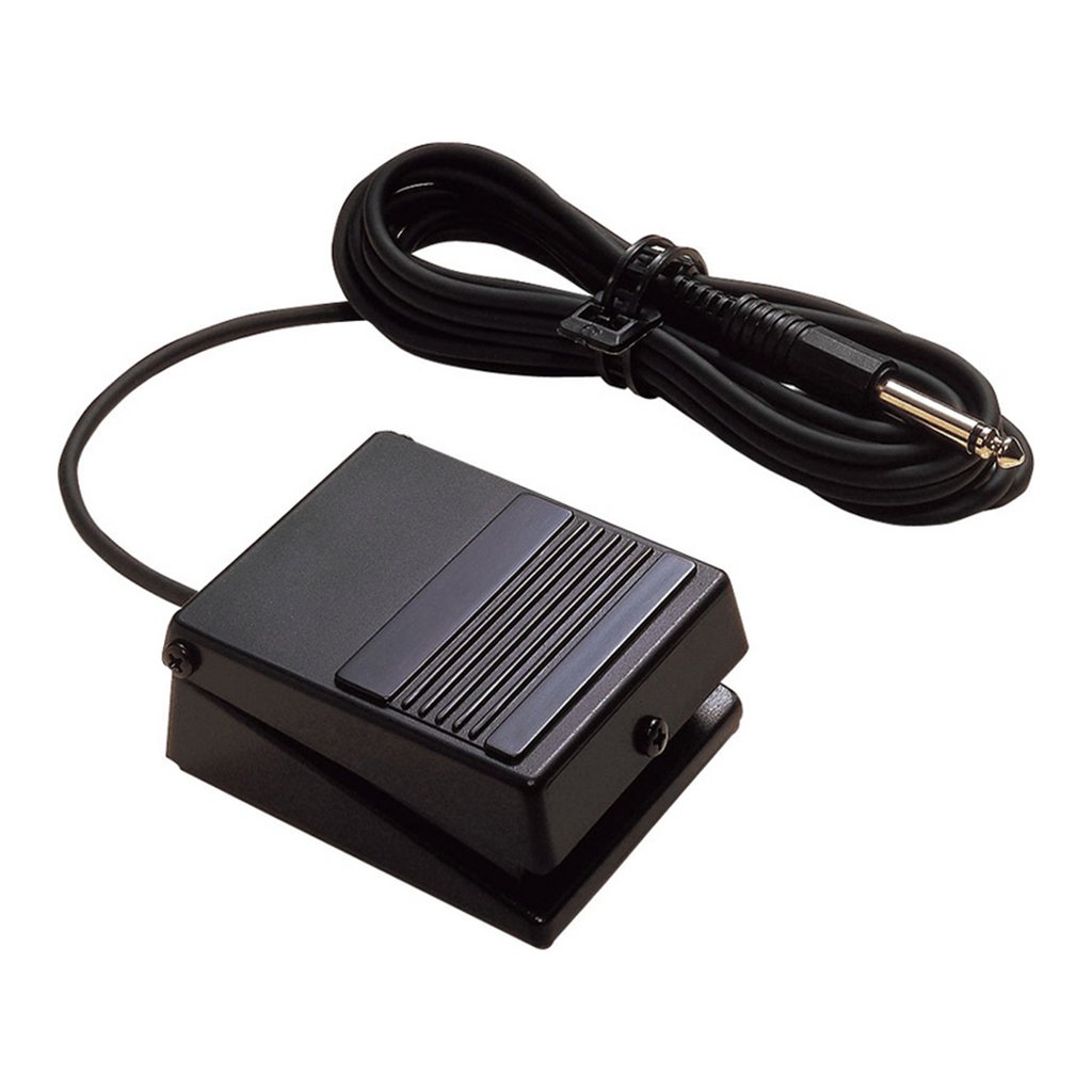 Black foot pedal with cable on a white background