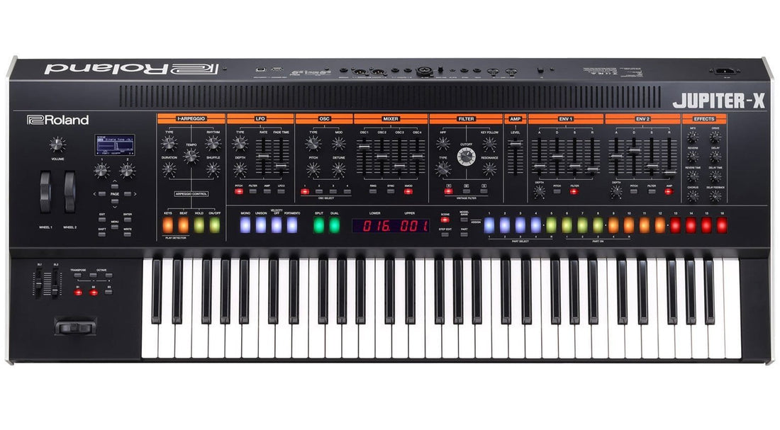 Roland Jupiter-X synthesizer on a white background