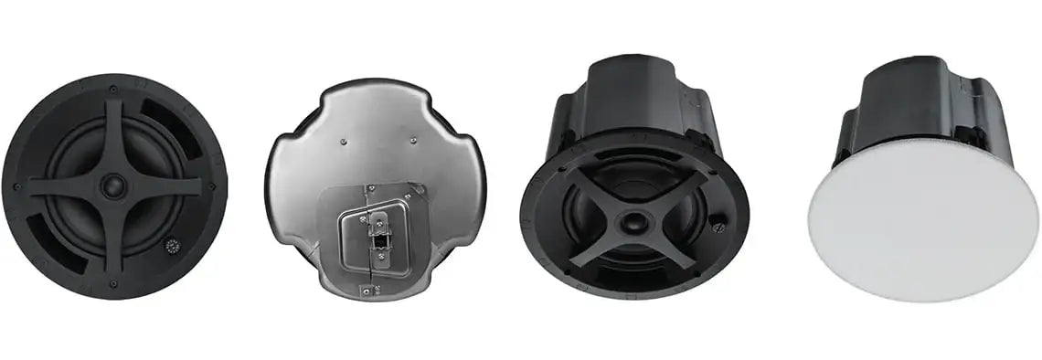 Set of four different types of ceiling lights on a white background
