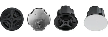 Set of four different types of ceiling lights on a white background