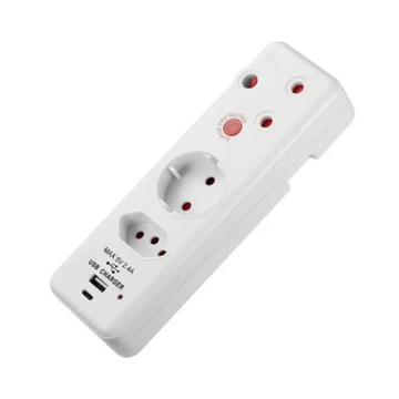 SWITCHED 3 Way Medium Surge adaptor Schuko,with type C + USB SWD-72014-S-WT (DEMO, OPEN BOX, NO WARRANTY)