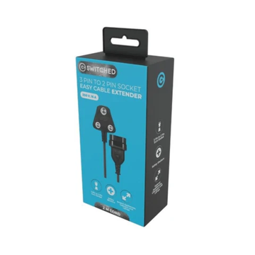 SWITCHED Easy Cable Extender SA 3Pin to 2Pin Euro Socket 2M - Black SWD-8510-BK (DEMO, OPEN BOX, NO WARRANTY)