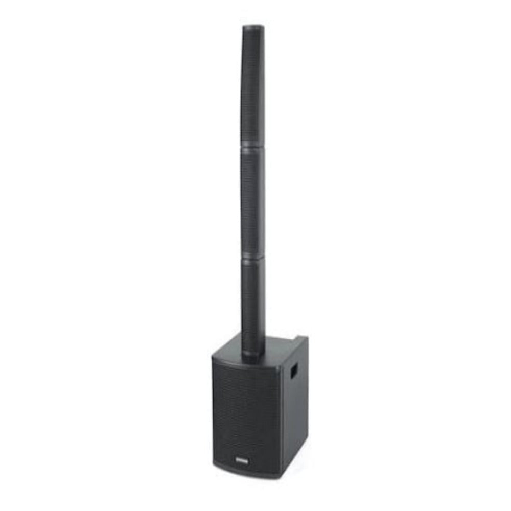 Black outdoor speaker on a white background