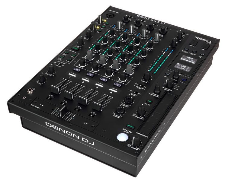 Denon DJ mixer on a white background