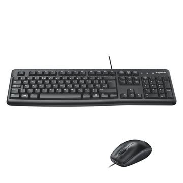 Secondhand Logitech MK120 Wired Keyboard and Mouse With Whisper Quiet Keys - Black