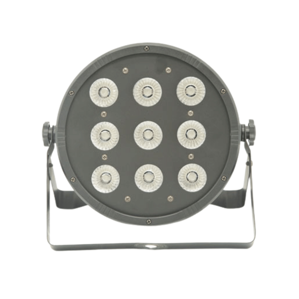Round LED light fixture with multiple lenses on a white background