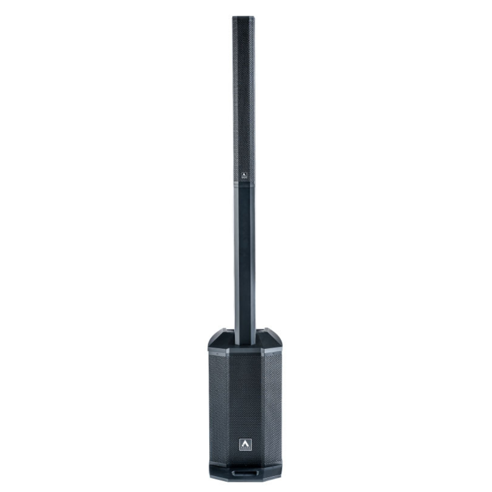 Black outdoor speaker on a white background