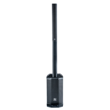 Black outdoor speaker on a white background