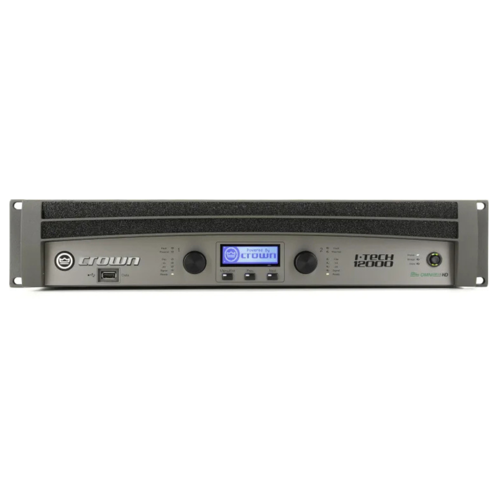 Crown E-Track 12000 audio power amplifier on a white background