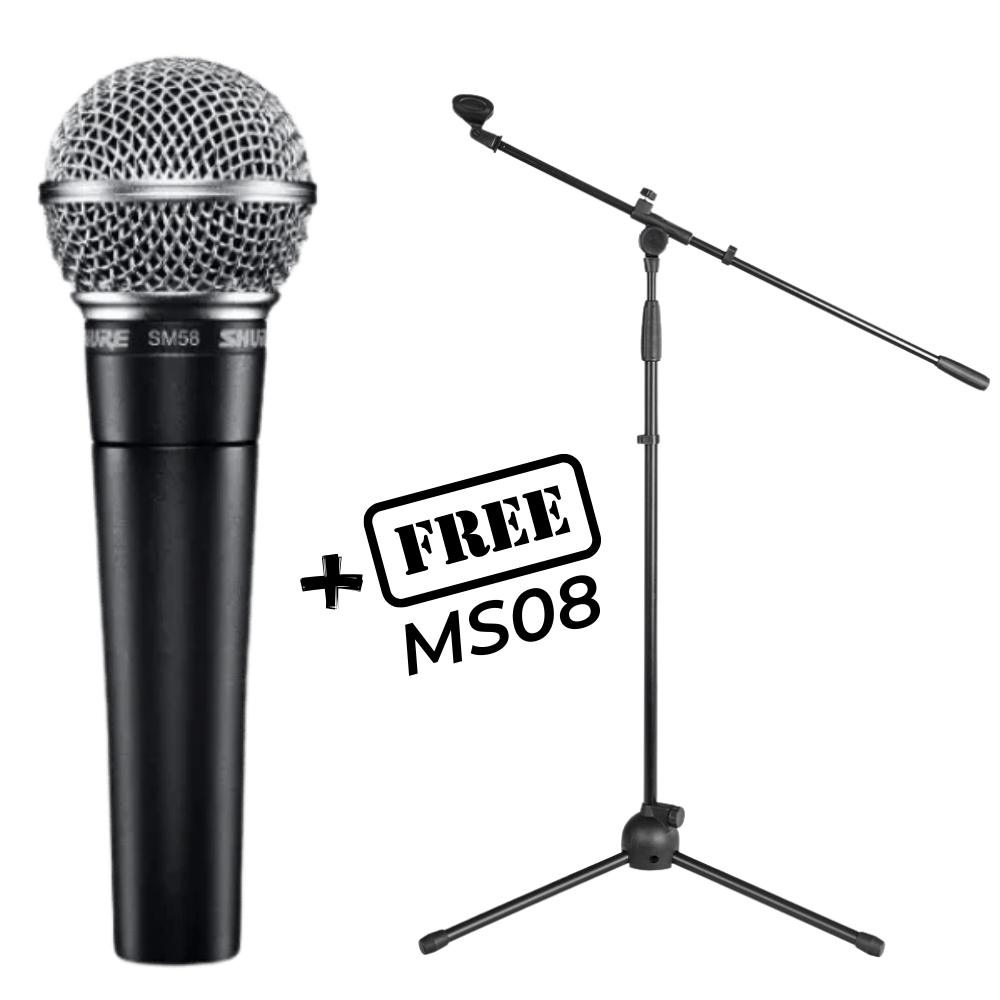 Shure SM58 with Free MS08 Microphone Stand