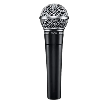 Shure SM58 microphone on a white background