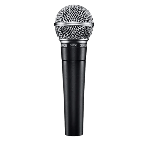 Shure SM58 microphone on a white background