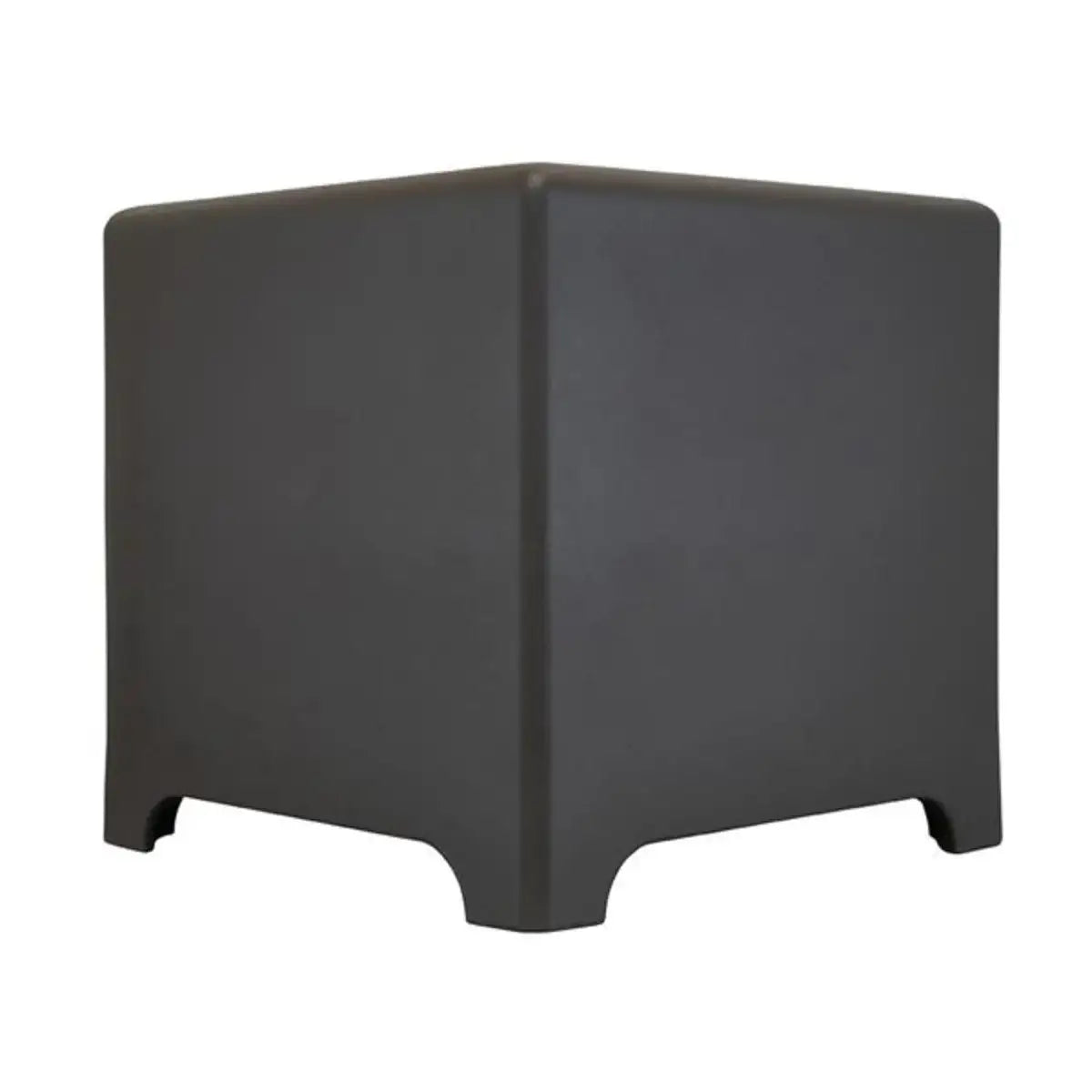 Black cube-shaped planter on a white background