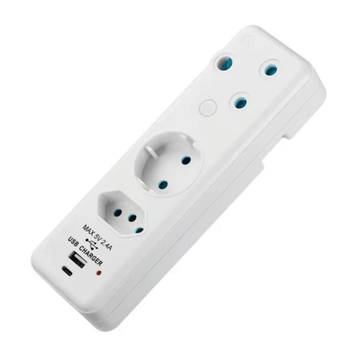 Switched 3-way Schuko Adapter with 1x Type-C and 1x USB-A Charger SWD-72014-WT (DEMO, OPEN BOX, NO WARRANTY)