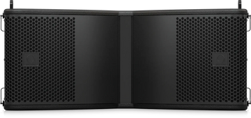 Black speaker system on a white background