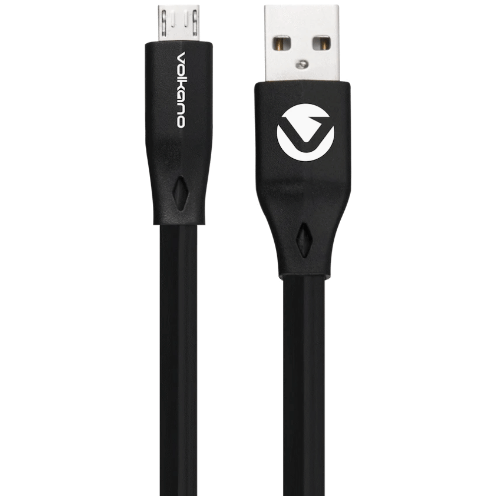 Volkano Slim Series Flat PVC Micro USB Cable 1.2m – Black VK-20084-BK (DEMO, OPEN BOX, NO WARRANTY)