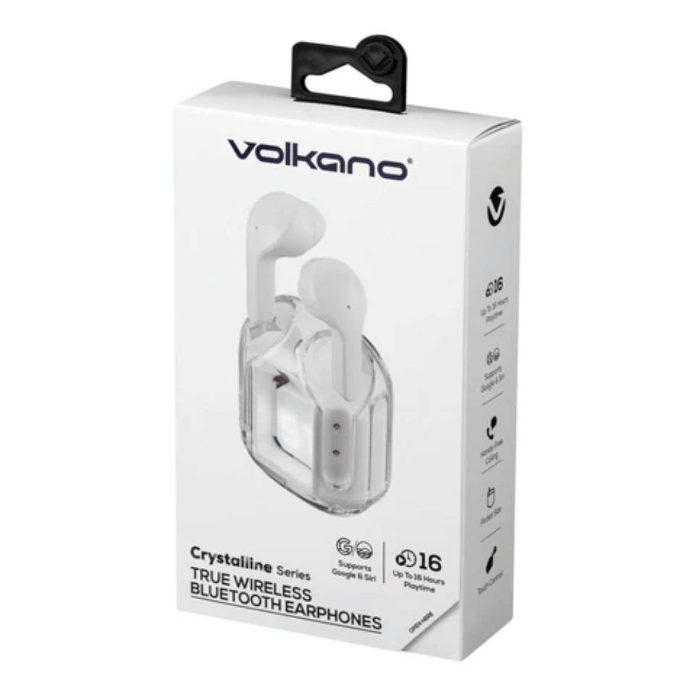 Volkano Crystalline Series Hardbox TWS Earphones White VK-1173-WT-HB (DEMO, OPEN BOX, NO WARRANTY)