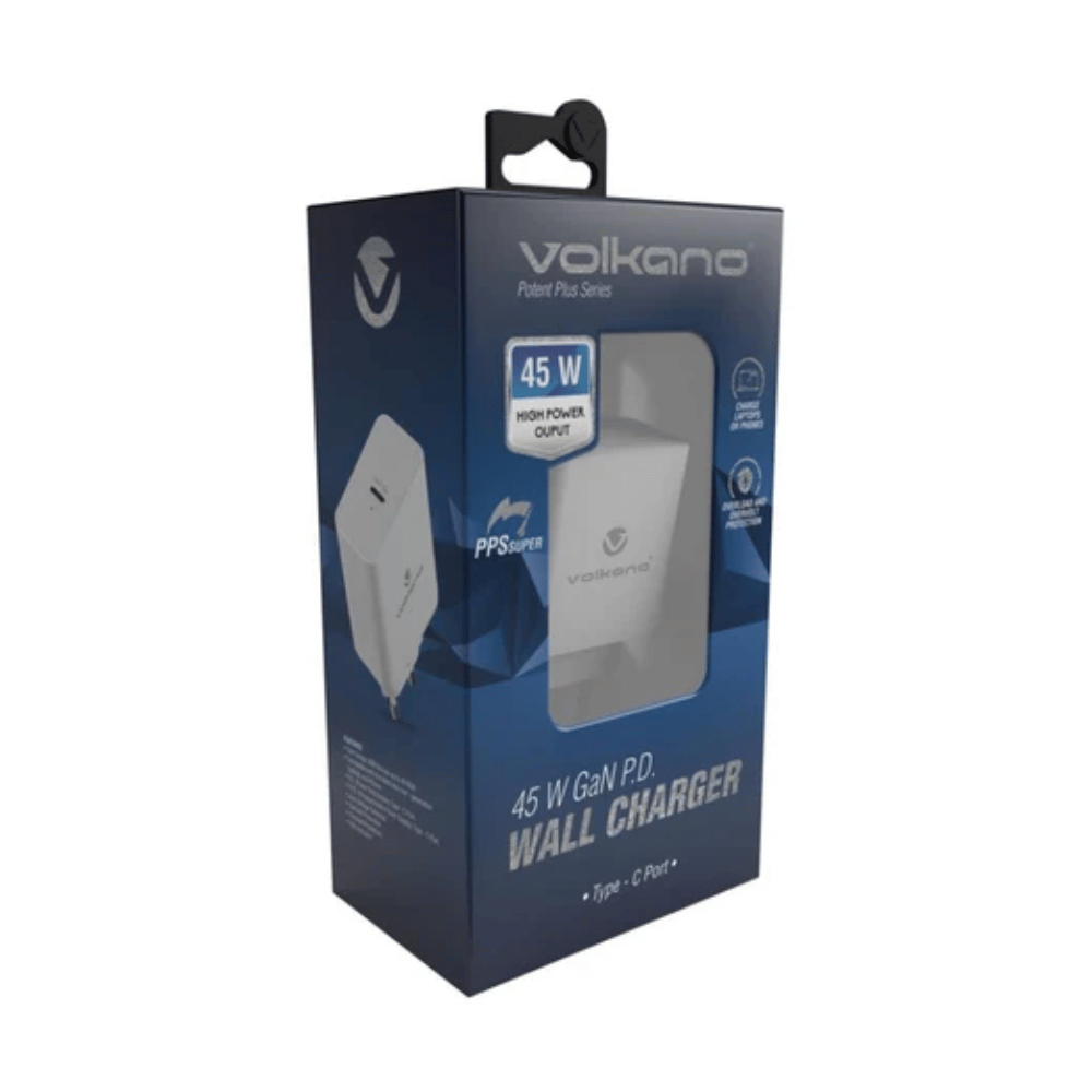 Volkano Potent Plus series 45W GaN Compact PD Wall Charger VK-8054-WT[V1] (DEMO, OPEN BOX, NO WARRANTY)