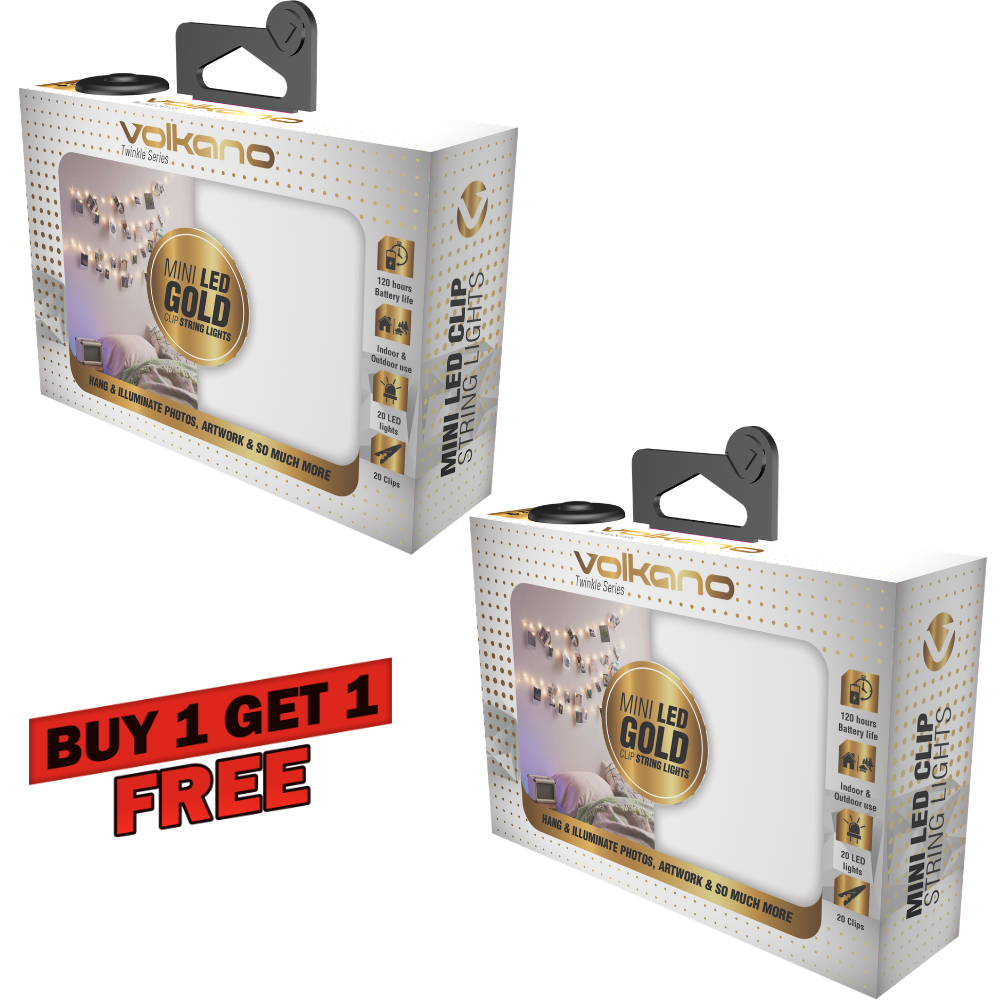 Volkano Twinkle Series Photo Clips with LED Lights - Gold