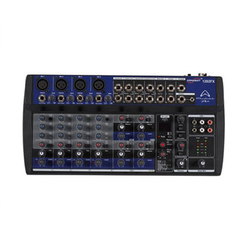 Audio mixer with control panel on a white background