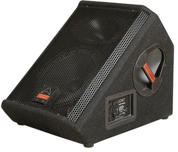 Black speaker with visible brand logo on a white background