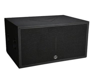 Black wla218sub speaker on a white background