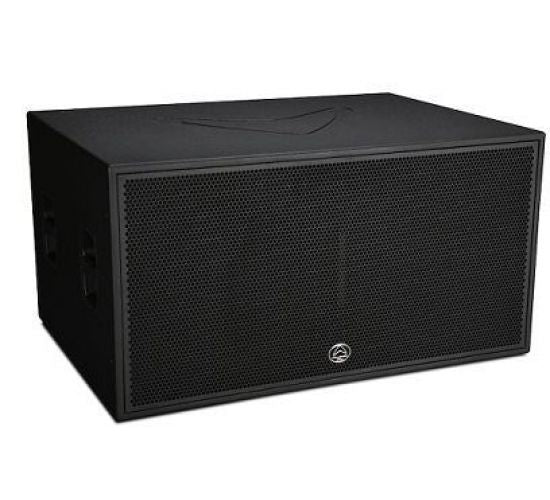 Black wla218sub speaker on a white background