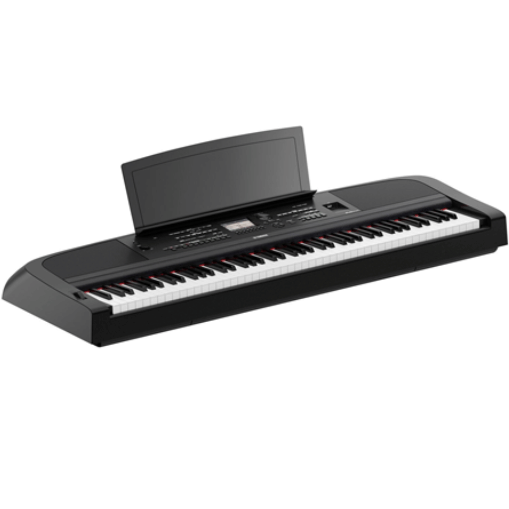 Black digital piano on a white background