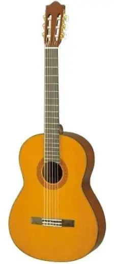Classical guitar with a wooden body and neck on a white background