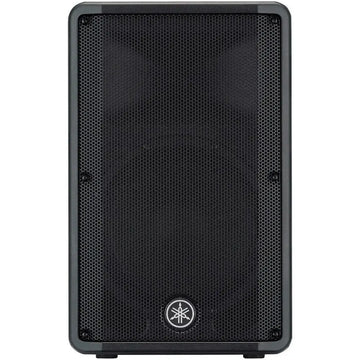 Black speaker with Yamaha logo on a white background