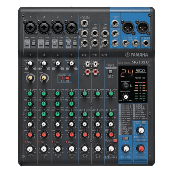 Yamaha MG10XU audio mixer on a transparent background