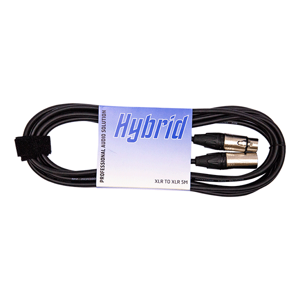 Hybrid XLR cable with packaging on a white background