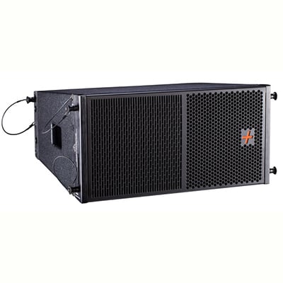 Black speaker on a white background