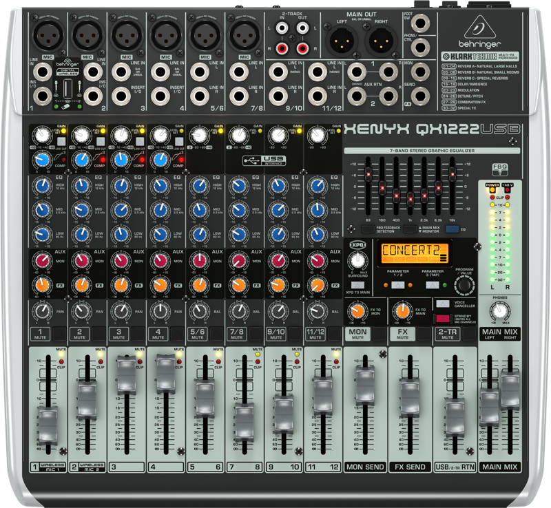 Behringer XENYX QX1222USB Mixer with USB and Effects