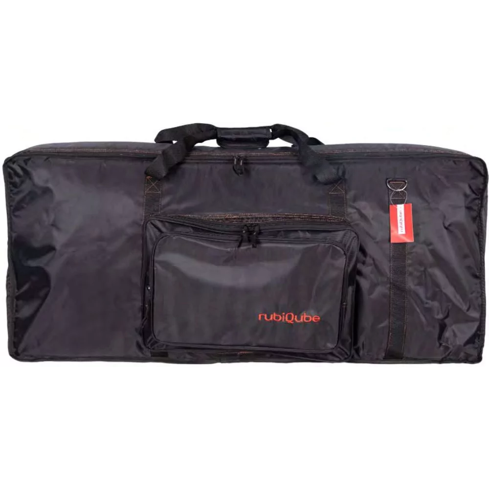 Black carrying case with rubiQube logo on a white background