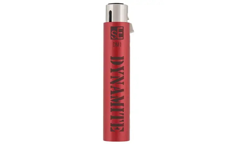 Red lighter with 'Dynamite' branding on a white background