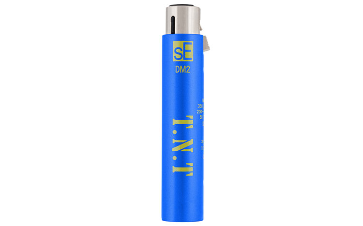Blue lighter with 'T.N.I.' branding on a white background