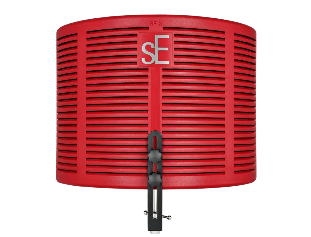 Red speaker grill with 'SE' logo on a white background