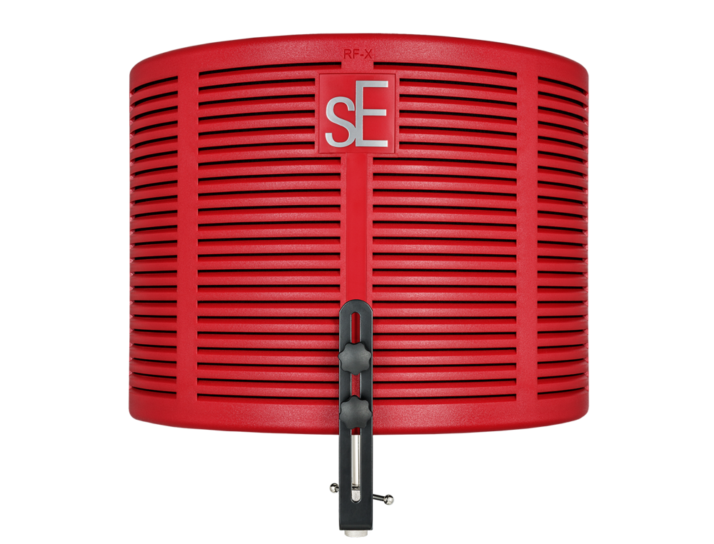 Red speaker grill with 'SE' logo on a white background