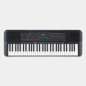 Black Yamaha keyboard on a white background