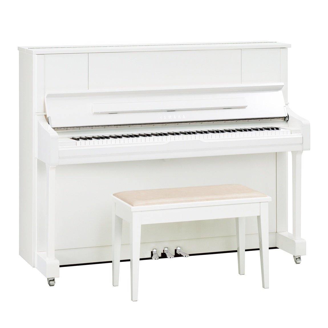 Yamaha U1J Polished White with Chrome parts