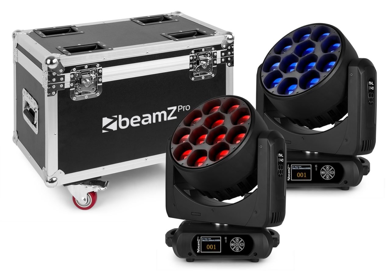 Beamz MHL1240 LED MOVING HEAD ZOOM 12X40W 2 PIECES IN FLIGHTCASE