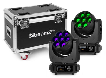 BEAMZ MHL740 LED MOVING HEAD ZOOM 7X40W 2 PIECES IN FLIGHTCASE